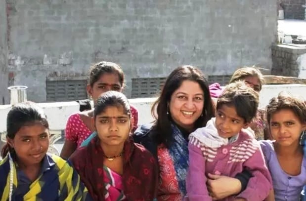 Safeena Husain with village girls
