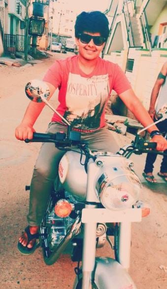 Sahana Pawar riding a bike