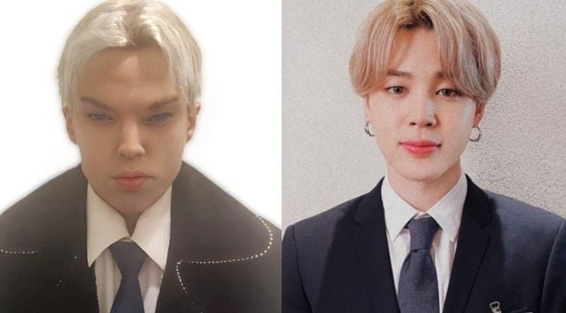 Saint Von Colucci (left) and BTS singer Jimin (right)