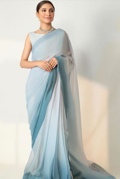 Sajal Malik modelling for a local saree brand