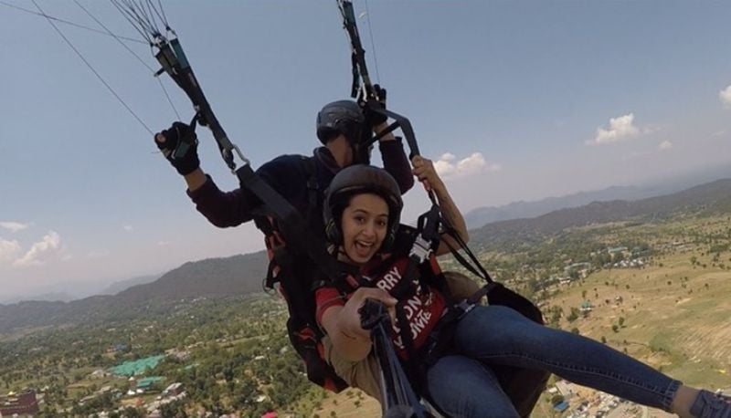 Sakshi Pant trying adventurous activity