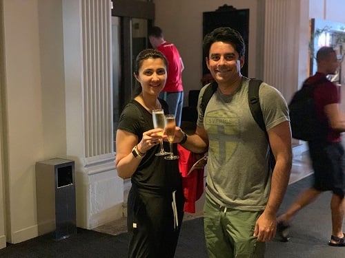 Sakshi Shivanand holding a glass of alcohol