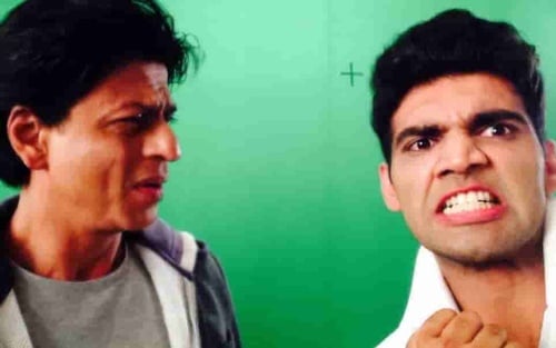 Salil Jamdar with Shah Rukh Khan during the shoot of a video