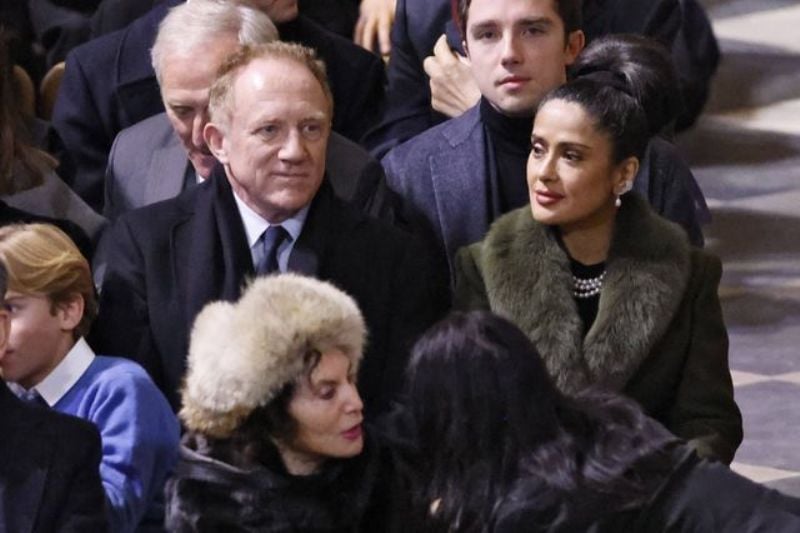 Salma Hayek and François-Henri Pinault attended the reopening ceremony of Notre-Dame of Paris Cathedral in Paris, France, on 7 December 2024