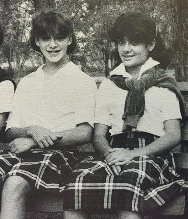 Salma Hayek (right) during her days as a student at the Academy of the Sacred Heart in Grand Coteau, Louisiana
