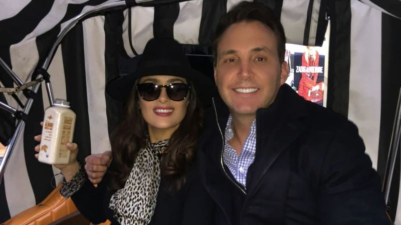 Salma Hayek with the Juice Generation founder Eric Helms
