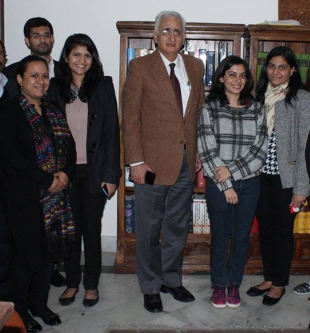 Salman Khurshid (in brown) with his team at his chambers