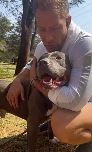 Salvador Zerboni with his pet dog