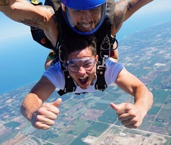 Sam Phalen while enjoying sky diving