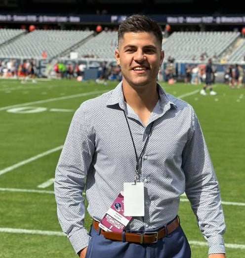 Sam Phalen while working as a sports broadcaster