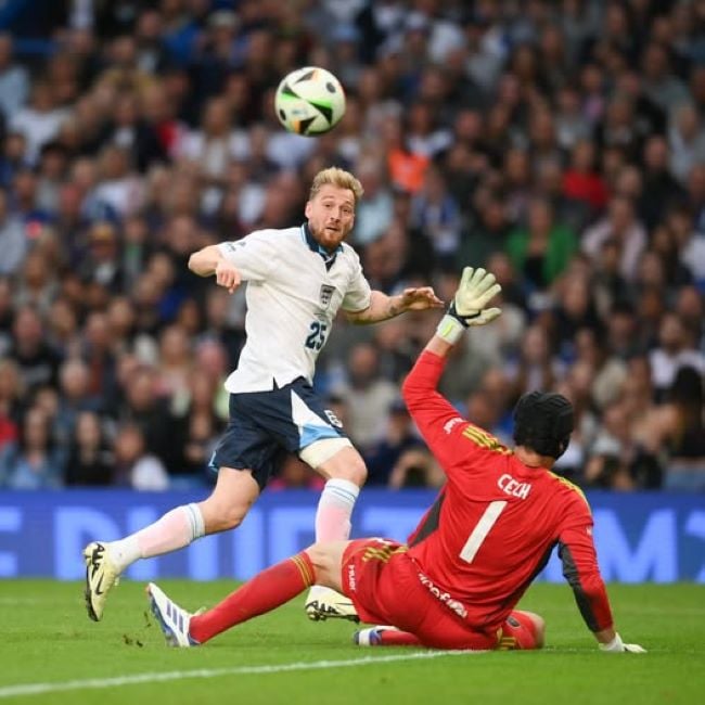 Sam Thompson playing at the Soccer Aid