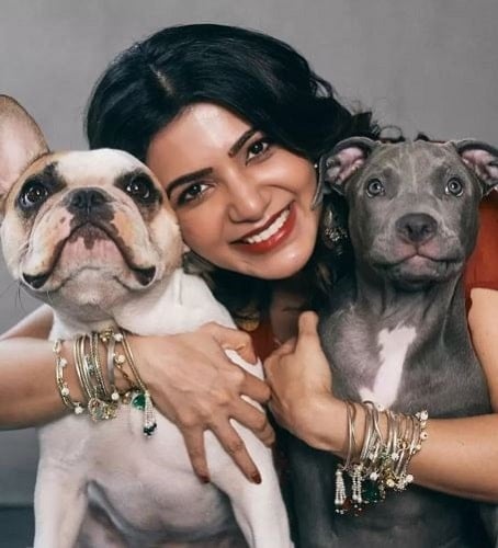 Samantha Ruth Prabhu with her pet dogs