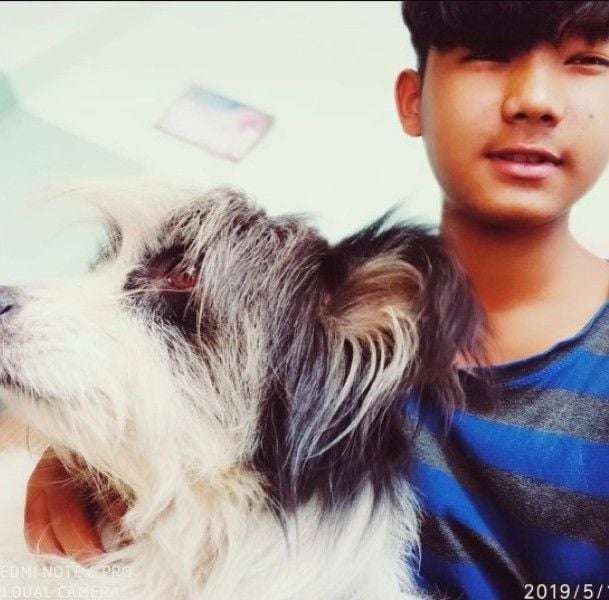 Samarpan Lama with his dog Richard