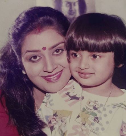 Sambhabana Mohanty in childhood with her mother