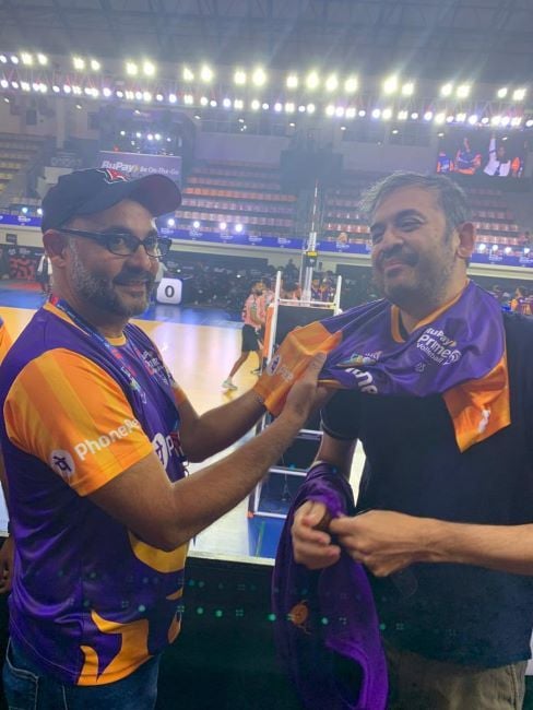 Sameer Nigam (Left) during the match of his team Mumbai Metors