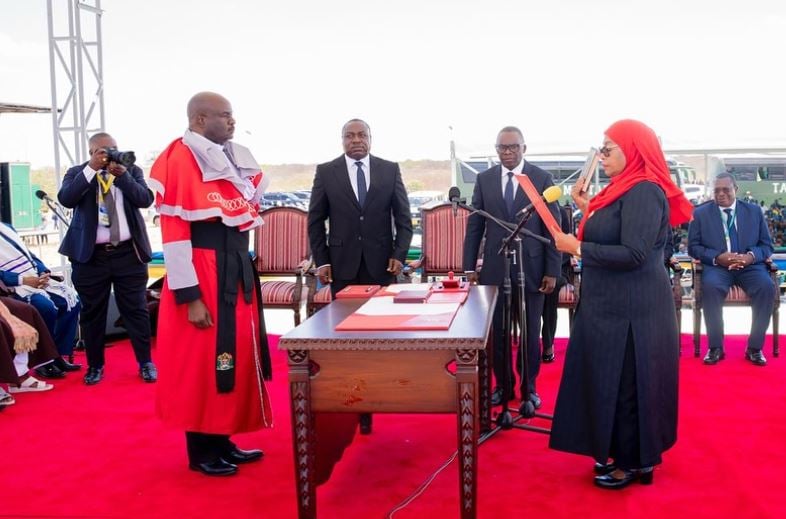 Samia Suluhu Hassan, while swearing in as the President of Tanzania for her second term