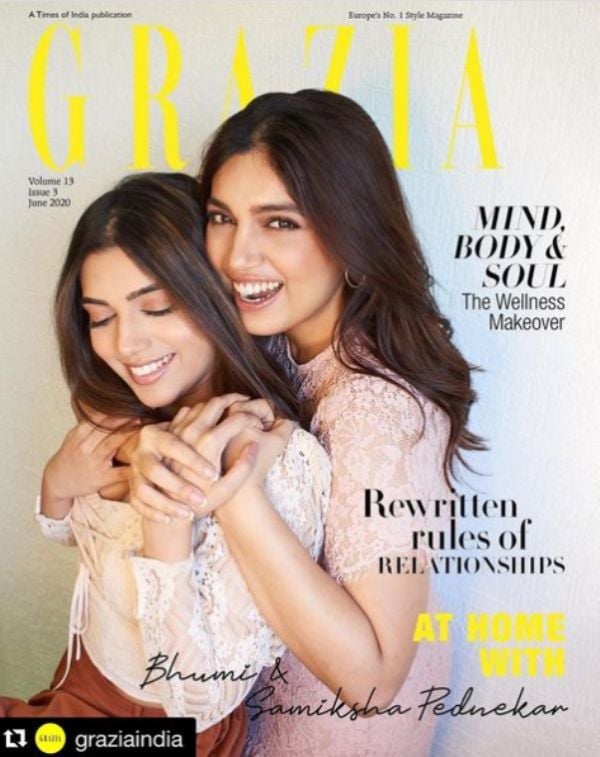 Samiksha Pednekar (left) and Bhumi Pednekar on the cover of Grazia magazinec