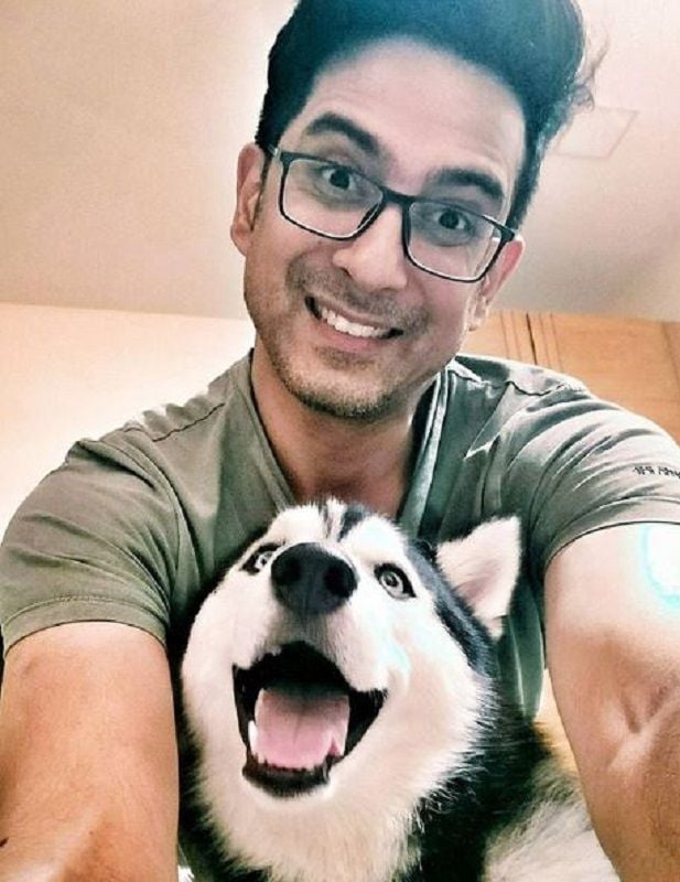 Samir Sharma With His Pet Dog