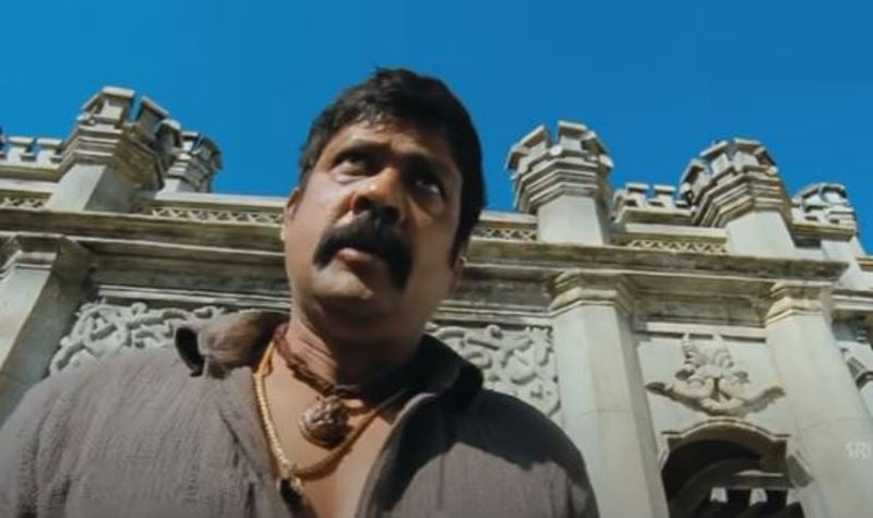 Sampath Raj as Uma in a still from the film Mirchi (2013)