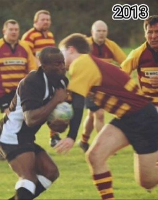 Samson Dauda while playing rugby