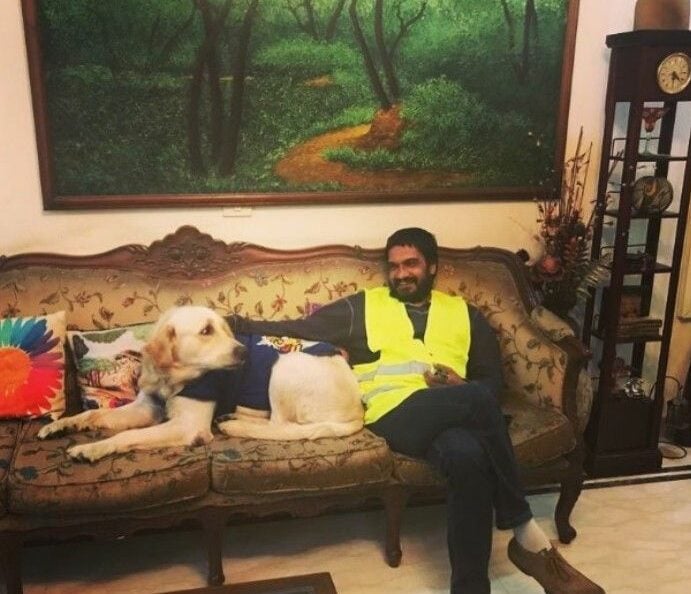 Sanal Kumar Sasidharan with his pet dog