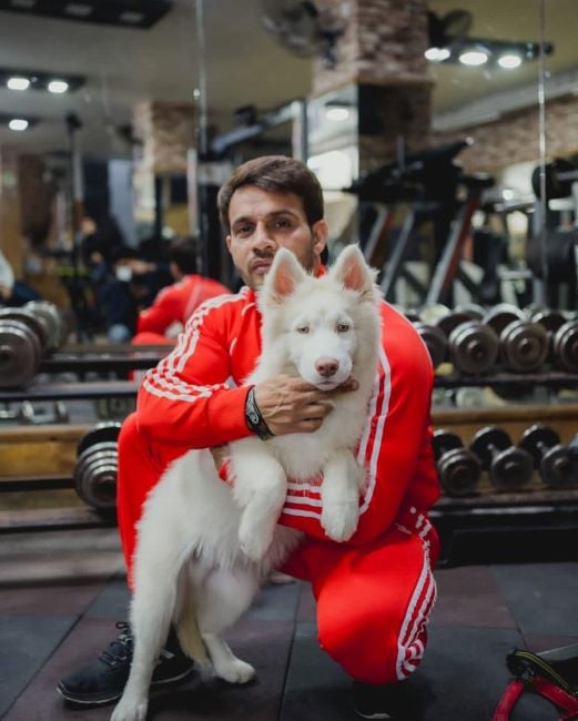 Sandeep Baisoya with his pet dog