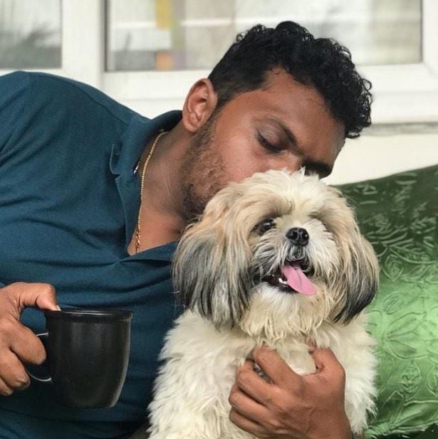 Sandeep Raj with his dog