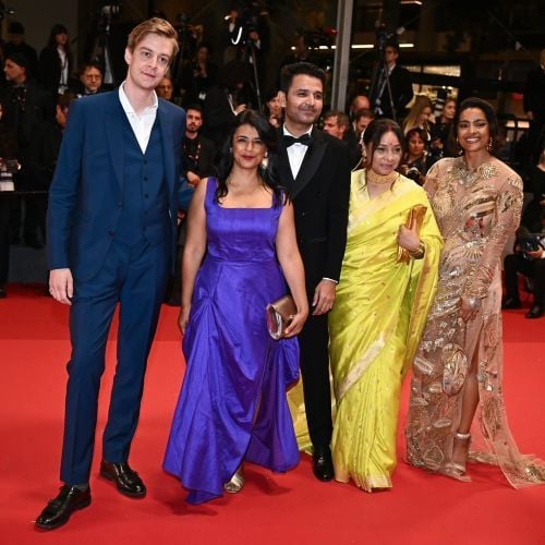 Sandhya Suri (second from left) with cast and crew at the 77th annual Cannes Film Festival