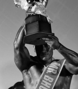 Sangay Tsheltrim after winning Mr. Bhutan championship (2017)