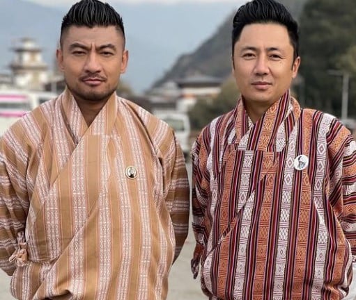 Sangay Tsheltrim posing with Bhutan king