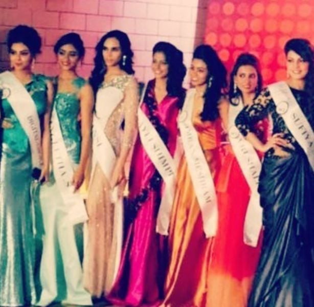 Sangeetha Sringeri (second from left) at the World Supermodel Pageant 2016
