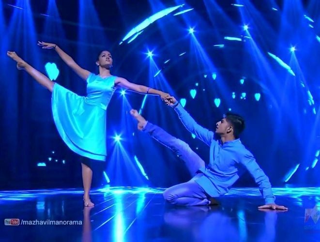 Saniya Iyappan (left) in D 4 Dance Reloaded