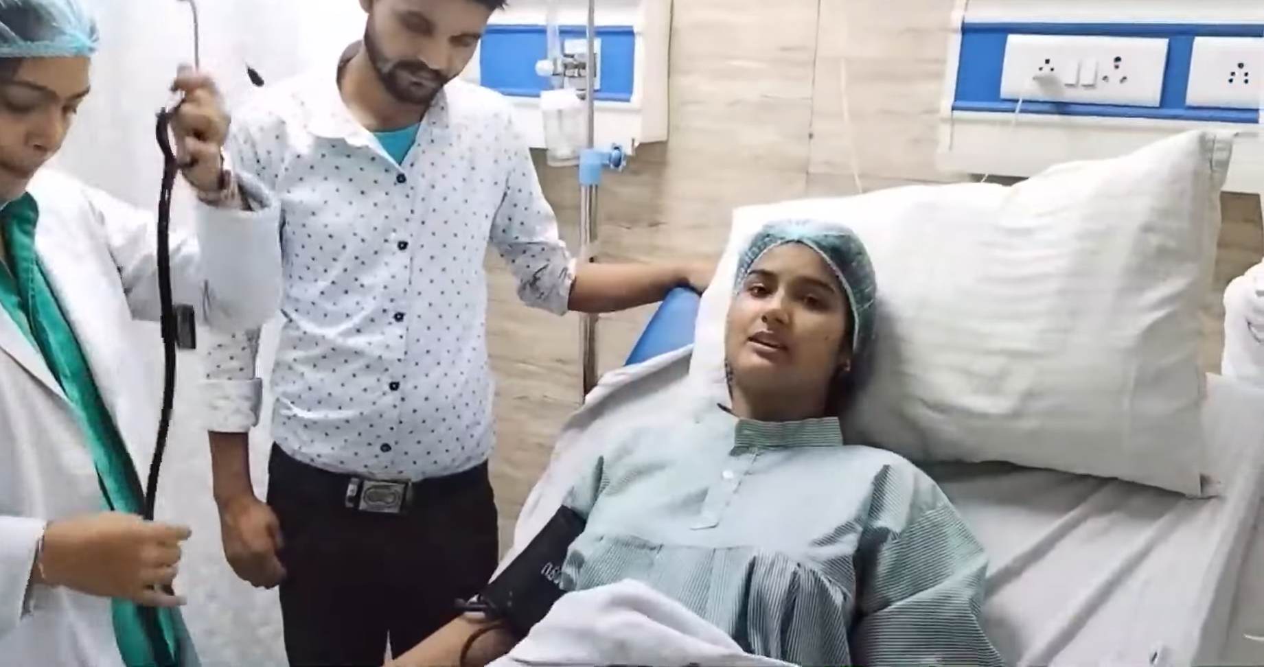 Sanjana during her kidney stone treatment