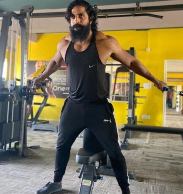 Sanjay Krishna Makthala working out at a gym