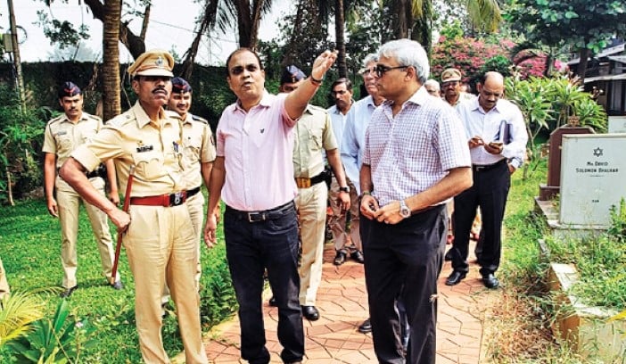 Sanjeev Jaiswal (middle) while on duty in 2019