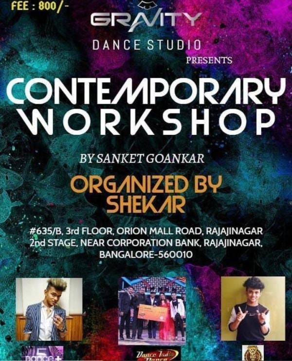 Sanket Gaonkar on the invitation poster of a dance workshop