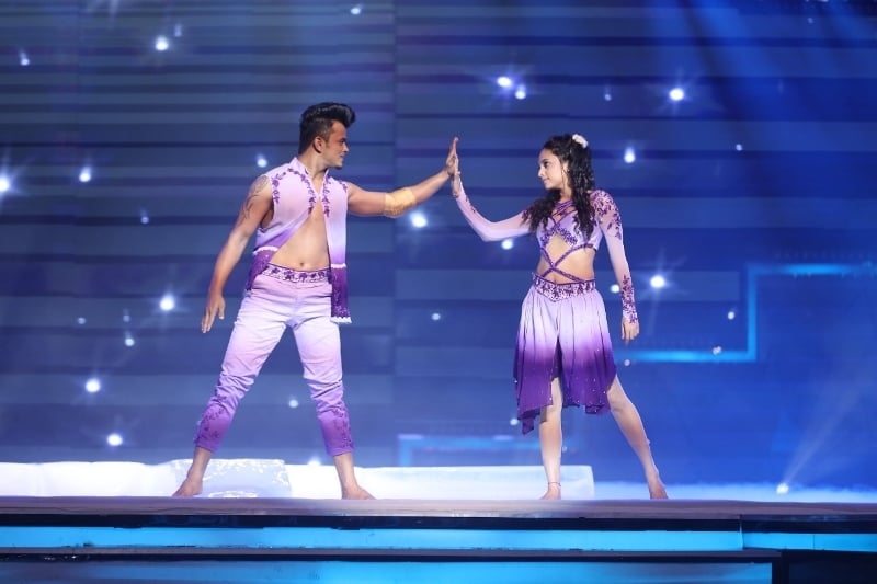 Sanket while performing dance on the ice slabs on India