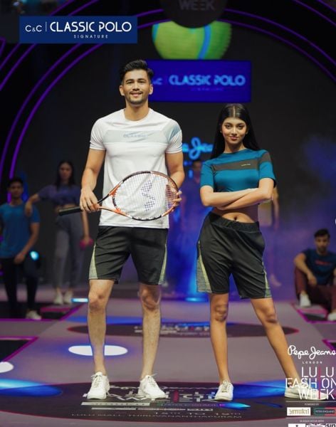 Sanskruti Salunke (right) in a still from the LuLu Fashion Week runway show in Bangalore in 2024