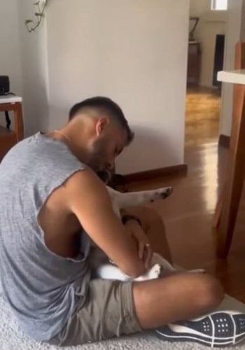 Santiago Larrivey with his pet dog