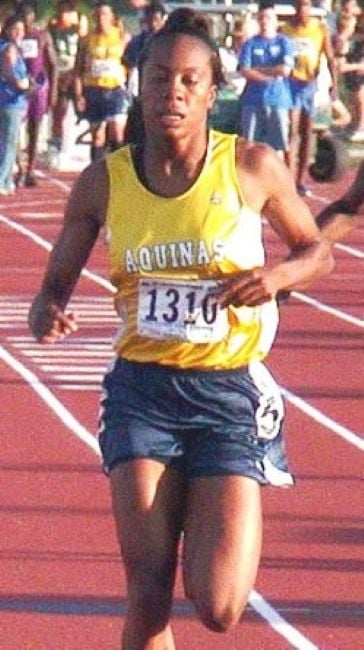 Sanya Richards-Ross representing her high school during an athletics event