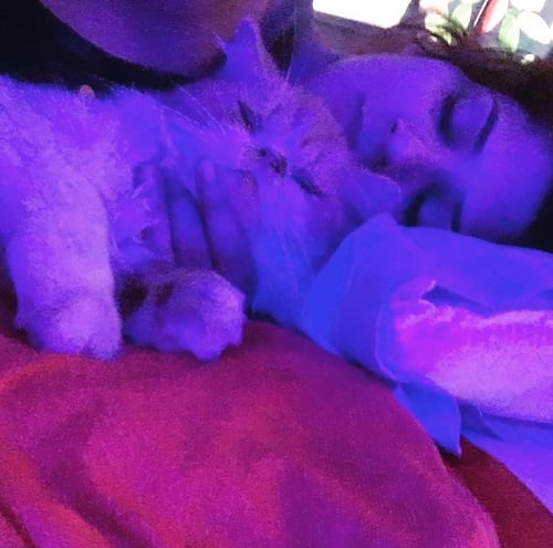 Sapna Gill with her pet cat