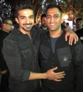 Saqib with M.S. Dhoni