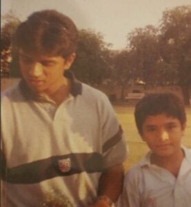 Saqib with Rahul Dravid