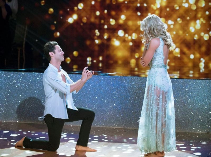Sasha Farber proposing to Emma Slater during a live episode of 