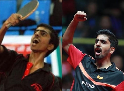 Sathiya Gnanasekaran in his early TT days versus now