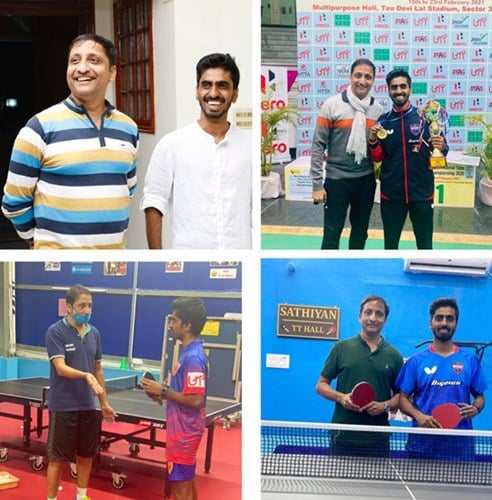 Sathiya Gnanasekaran with his coach, Subramanian Raman