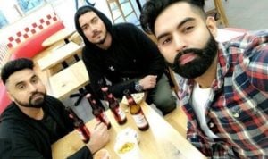 Satpal Malhi drinking beer with Goldy Kahlon and Parmish Verma