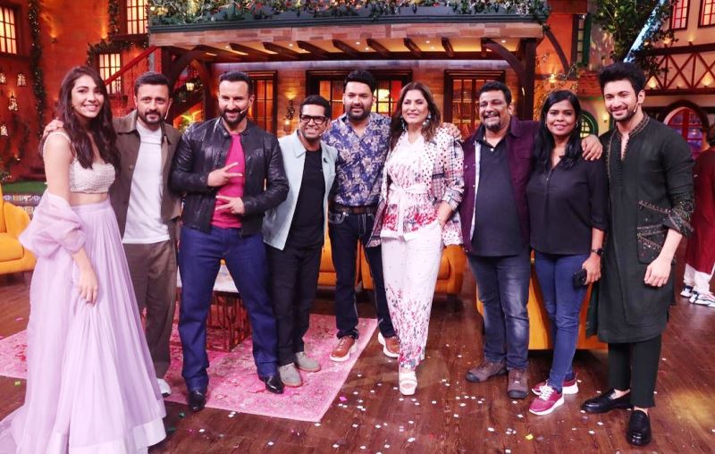 Satyadeep Misra (second from the left) on the sets of the Kapil Sharma Show
