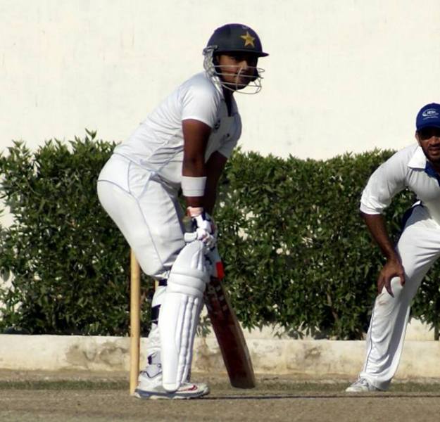 Saud Shakeel while batting on his debut during the Quaid-e-Azam Trophy