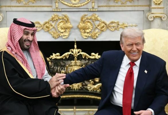 Saudi Crown Prince Mohammed bin Salman with Donald Trump, while former visited the White House in November 2025